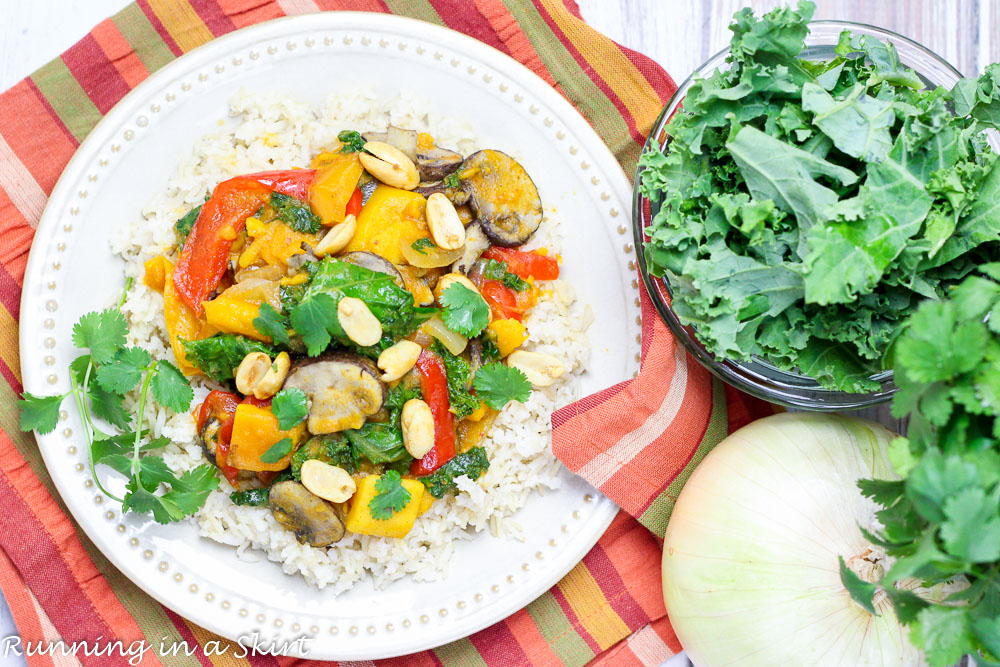 Crock Pot Sweet Potato Mushroom & Kale Red Curry Running in a Skirt