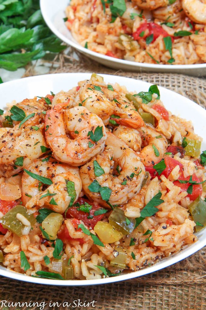 Cajun Shrimp and Rice in two bowls.