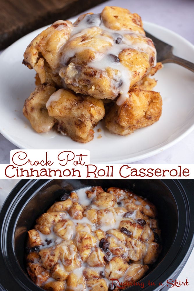 French Toast Crock Pot Cinnamon Roll Casserole via @juliewunder