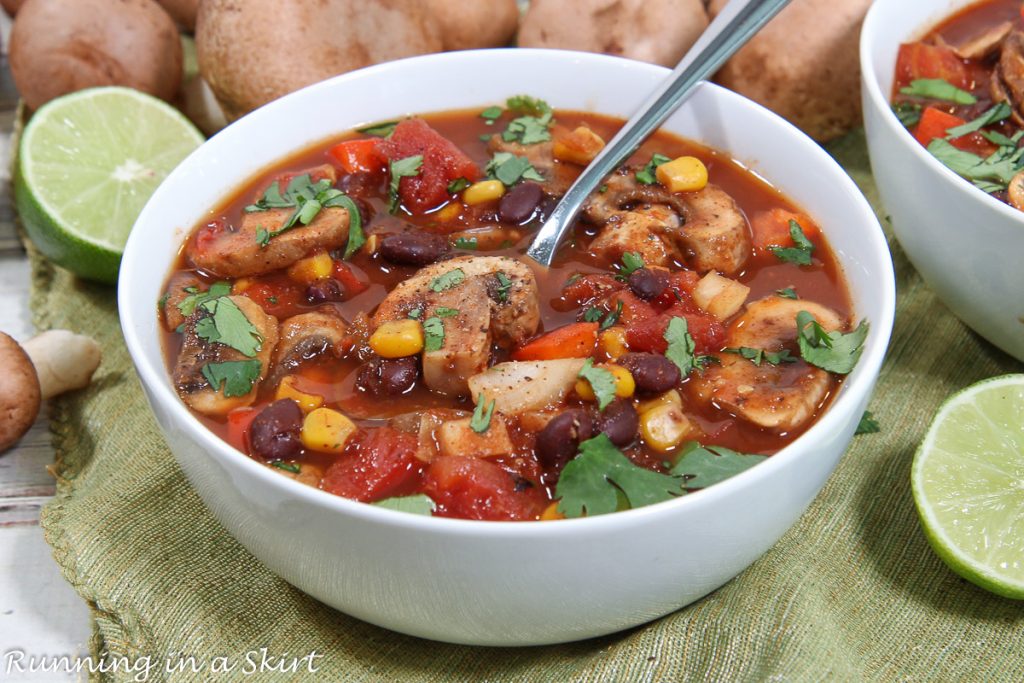 Crock Pot Mushroom Chili in a bowl.