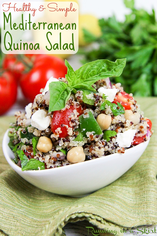 15 Minute Vegetarian Meal Mediterranean Quinoa Salad recipe / Running in a Skirt