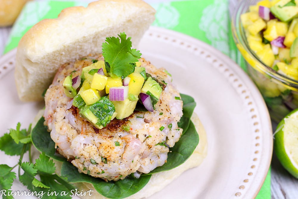 Recipe for Shrimp Burger with Mango Avocado Salsa