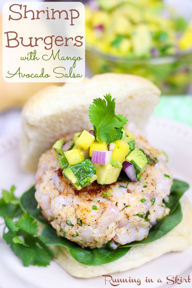 Recipe for Shrimp Burger with Mango Avocado Salsa - pescatarian recipes