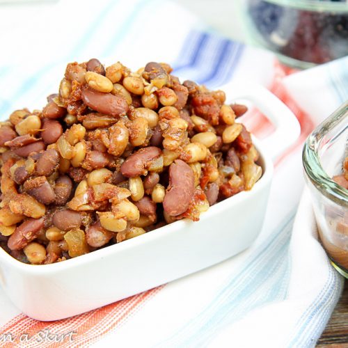 Smoky & Sweet Vegetarian Crock Pot Baked Beans « Running in a Skirt