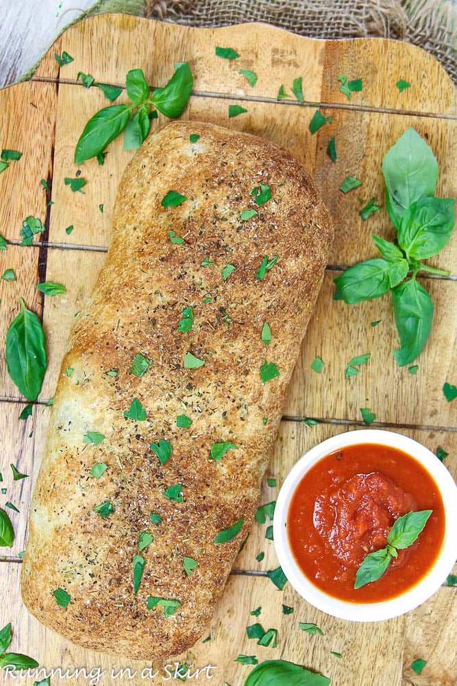 Stromboli coming out of the oven.