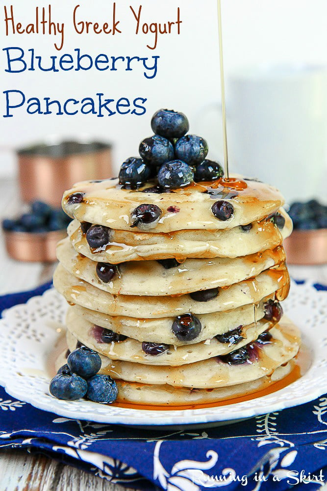 Greek Yogurt Blueberry Pancakes recipe / Running in a Skirt