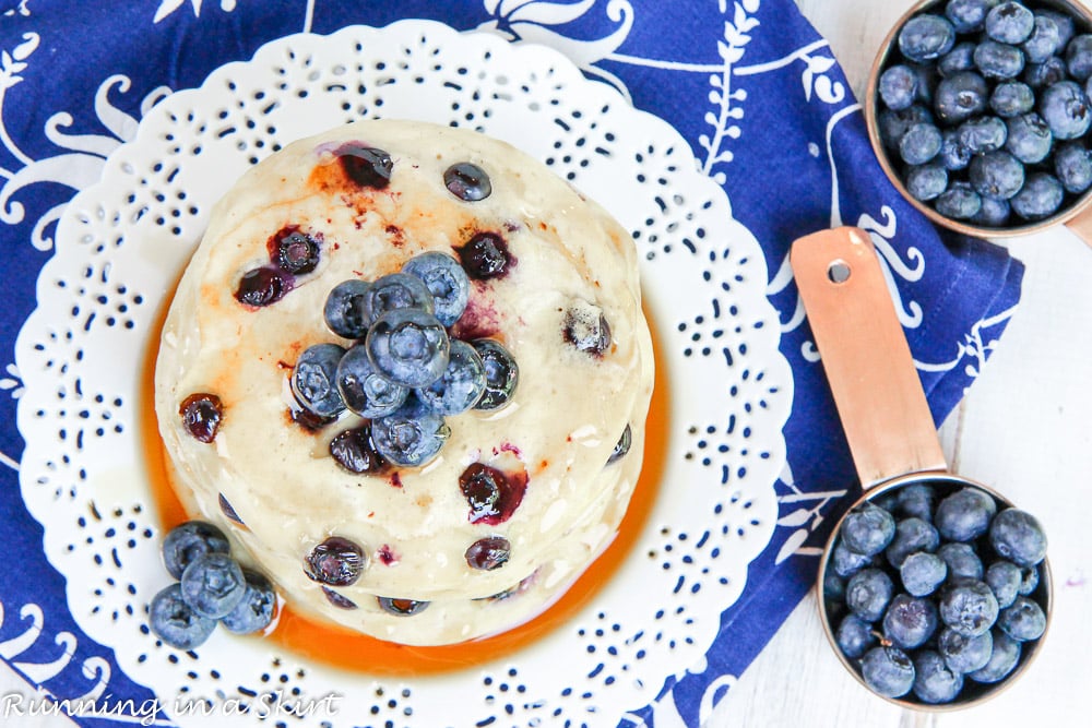 Greek Yogurt Blueberry Pancakes recipe / Running in a Skirt