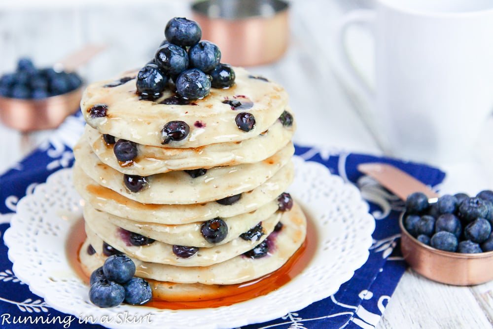 Greek Yogurt Blueberry Pancakes recipe / Running in a Skirt