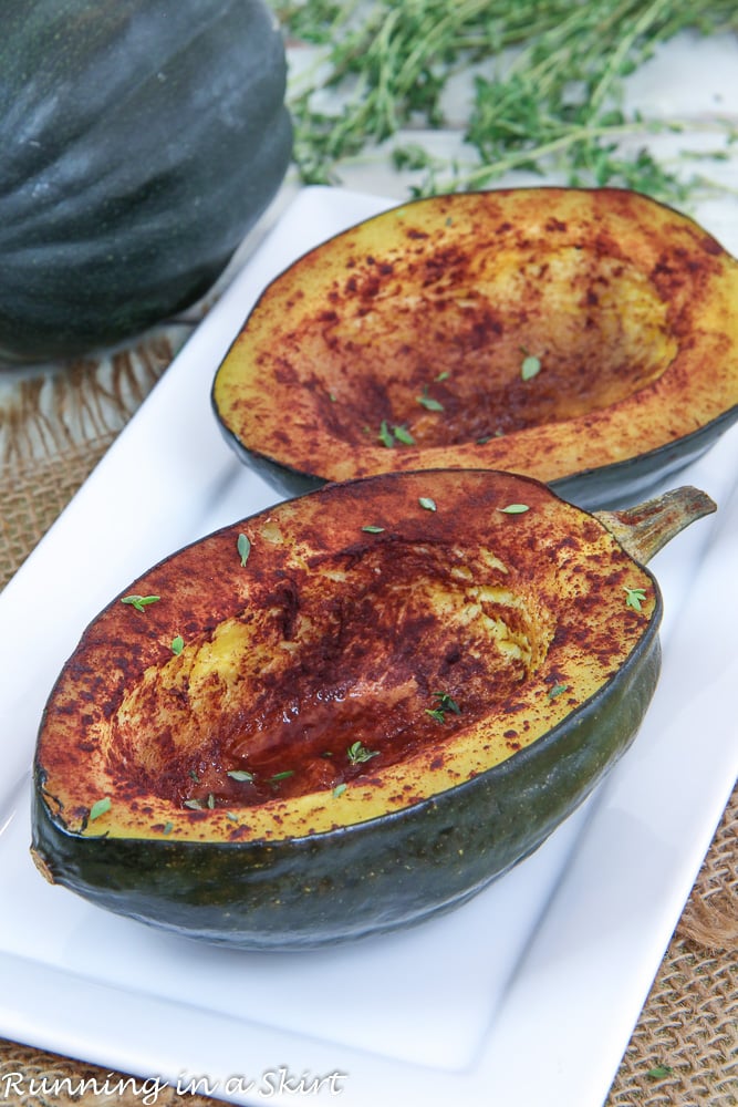 Healthy Baked Acorn Squash recipe finished.