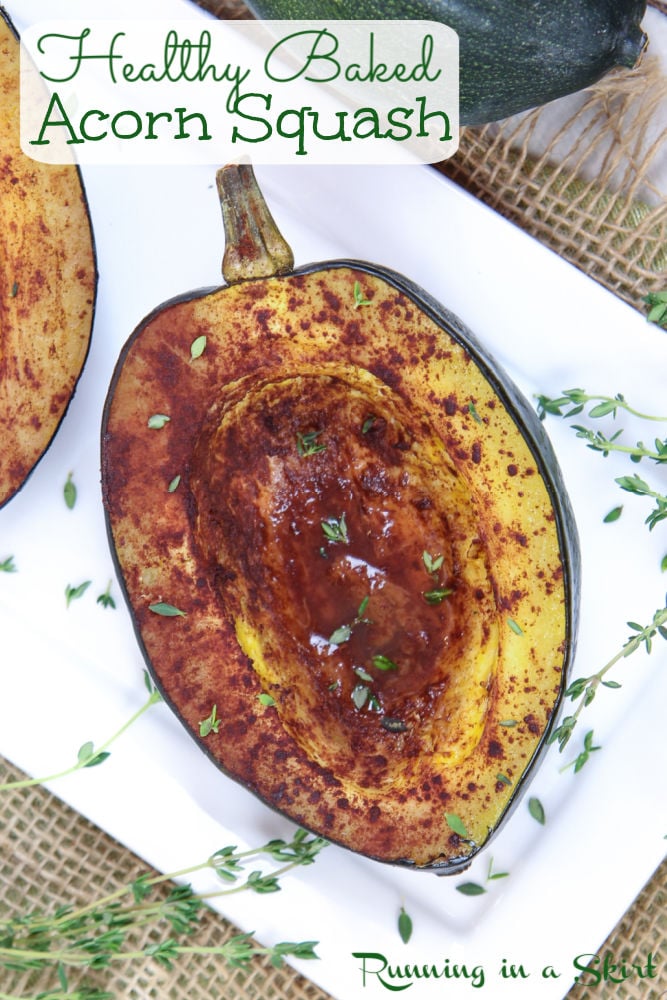 Healthy Baked Acorn Squash recipe pin