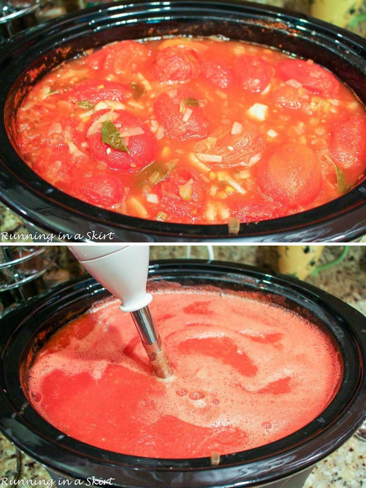 Tomato Basil Soup in the Crock Pot.