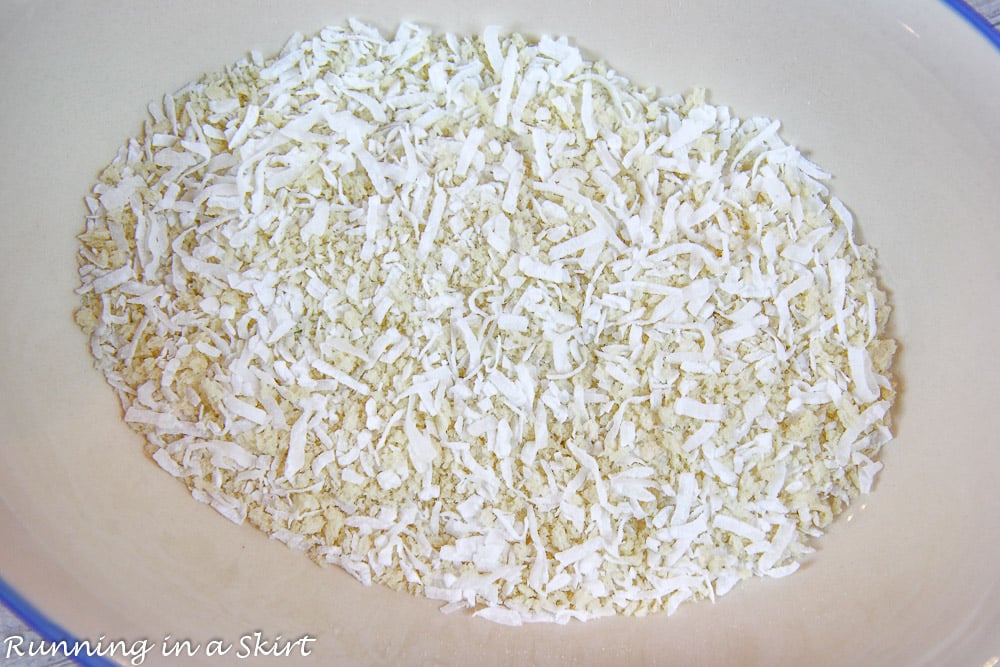 Coconut and panko in a bowl.