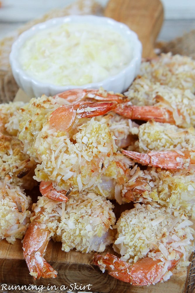 Baked Coconut Shrimp with the Pina Colada Dipping Sauce finished product.