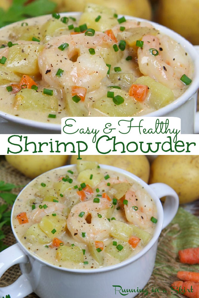 Shrimp Chowder Recipe Pinterest collage.