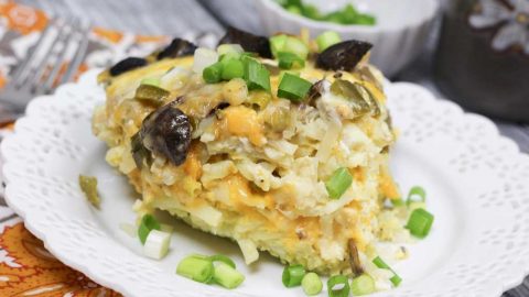 Vegetarian Crock Pot Breakfast Casserole- so yummy! Perfect for breakfast, brunch or a crowd!