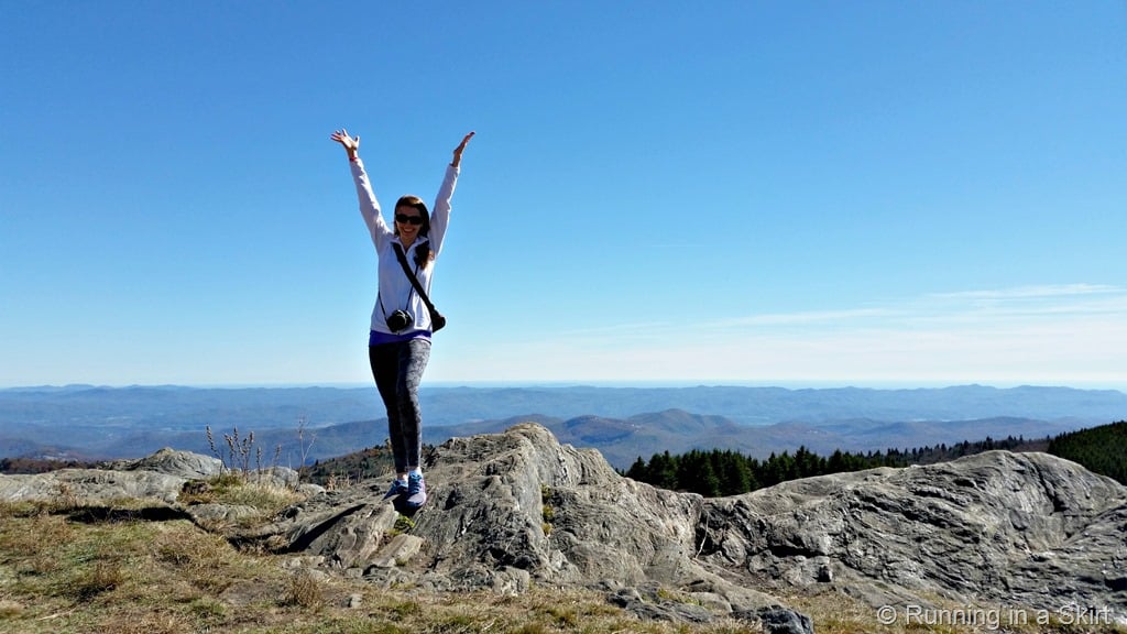 Girl standing at the top of Black Balsam.