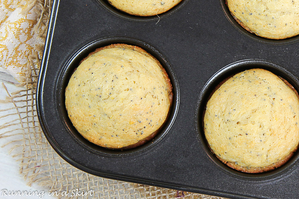 Muffins coming out of the oven.