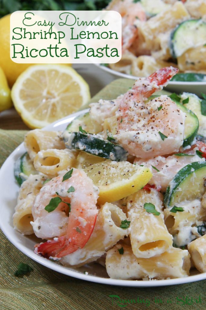 Lemon Ricotta Pasta with Shrimp Pinterest Collage