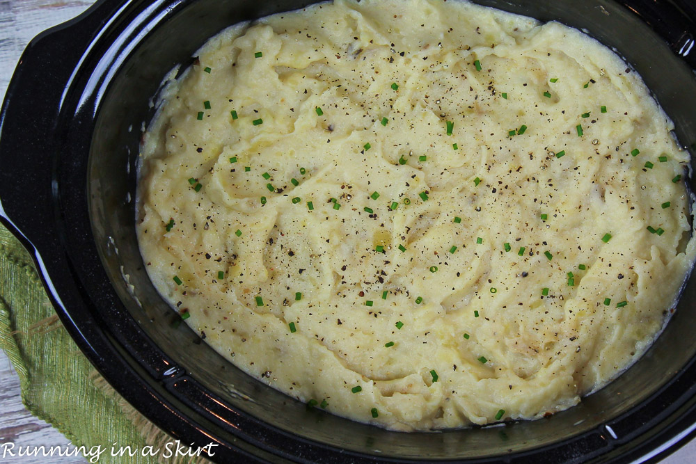 Mashed Potatoes in Crock Pot in the slow cooker.
