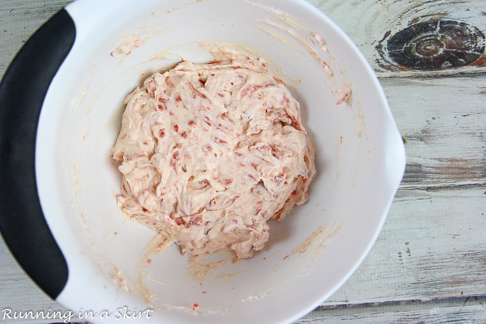 Mixing bowl showing process of making the dip.