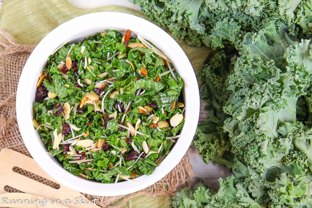 Chopped Kale Salad with Cranberries in a serving bowl.