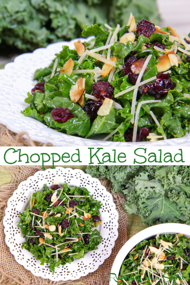 Chopped Kale Salad with Cranberries massaged Pinterest collage