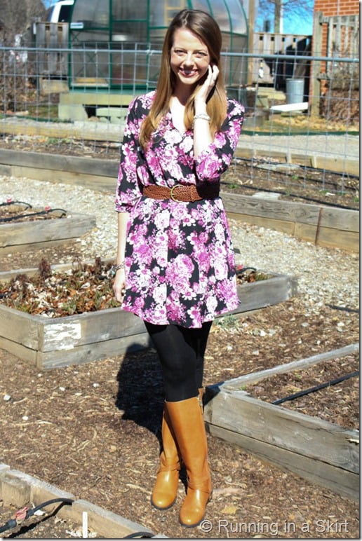 Floral dress deals with tights
