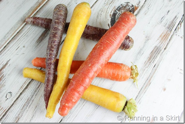 Healthy Honey Balsamic Rainbow Carrots recipe - roasted & glazed in honey balsamic - easy & simple / Running in a Skirt