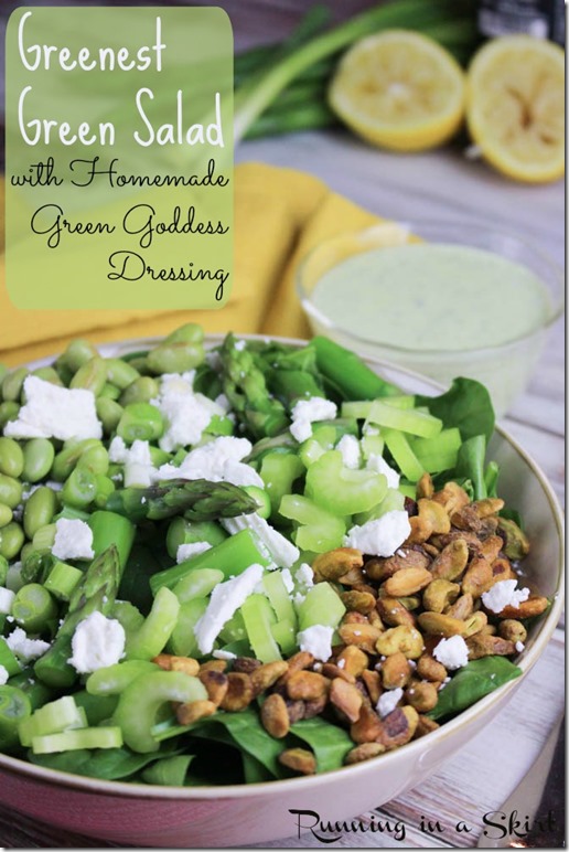 Best Green Salad with Homemade Green Goddess Dressing - uses greek yogurt! / Running in a Skirt