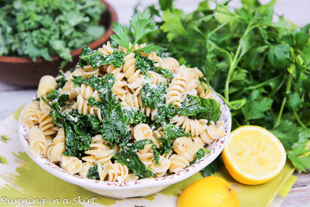 Healthy & Easy Kale Pasta recipe / Running in a Skirt