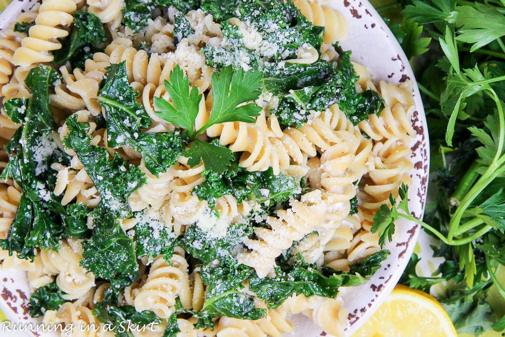 Healthy & Easy Kale Pasta recipe / Running in a Skirt