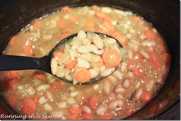 Crock Pot Vegetarian White Bean Soup - full of flavor and so tasty!