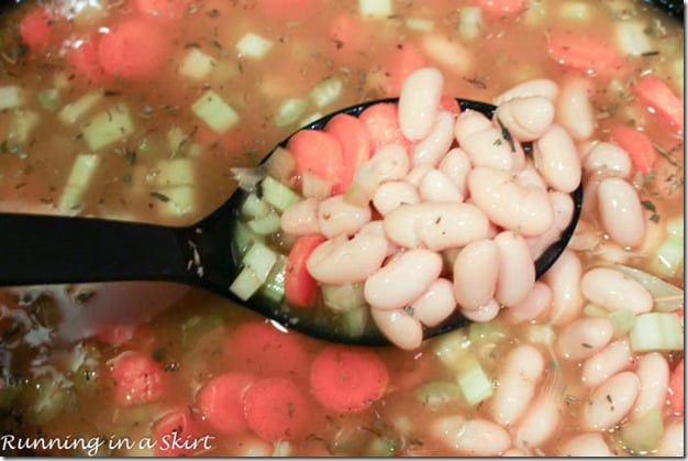 Crock Pot Vegetarian White Bean Soup - full of flavor and so tasty!