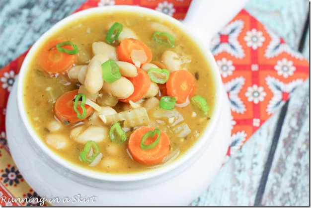 Crock Pot Vegetarian White Bean Soup - full of flavor and so tasty!