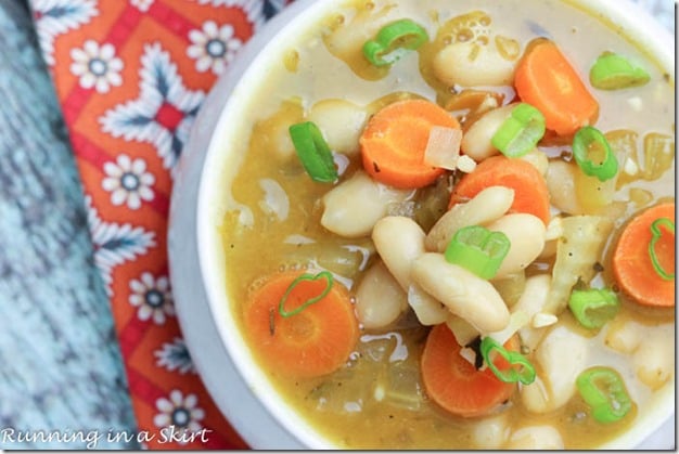 Crock Pot Vegetarian White Bean Soup - full of flavor and so tasty!