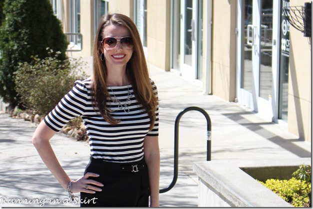 Black and white stripes is a classic fashion statement that stands the test of time! / Running in a 