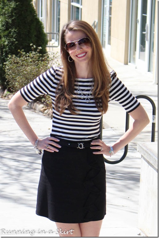 Black and white stripes is a classic fashion statement that stands the test of time! / Running in a 