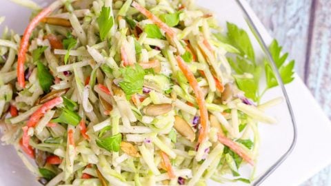 Healthy broccoli slaw in a bowl.