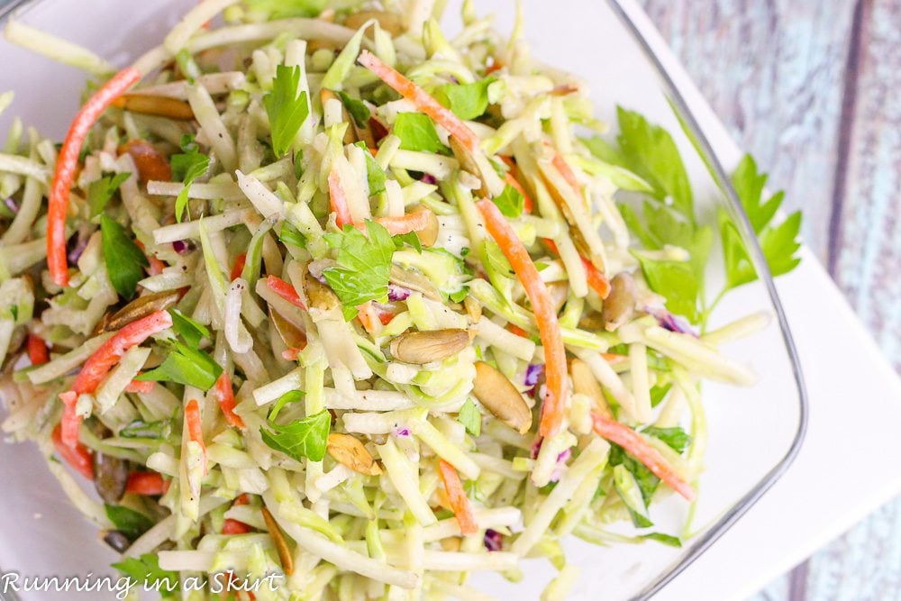 Healthy broccoli slaw in a bowl.