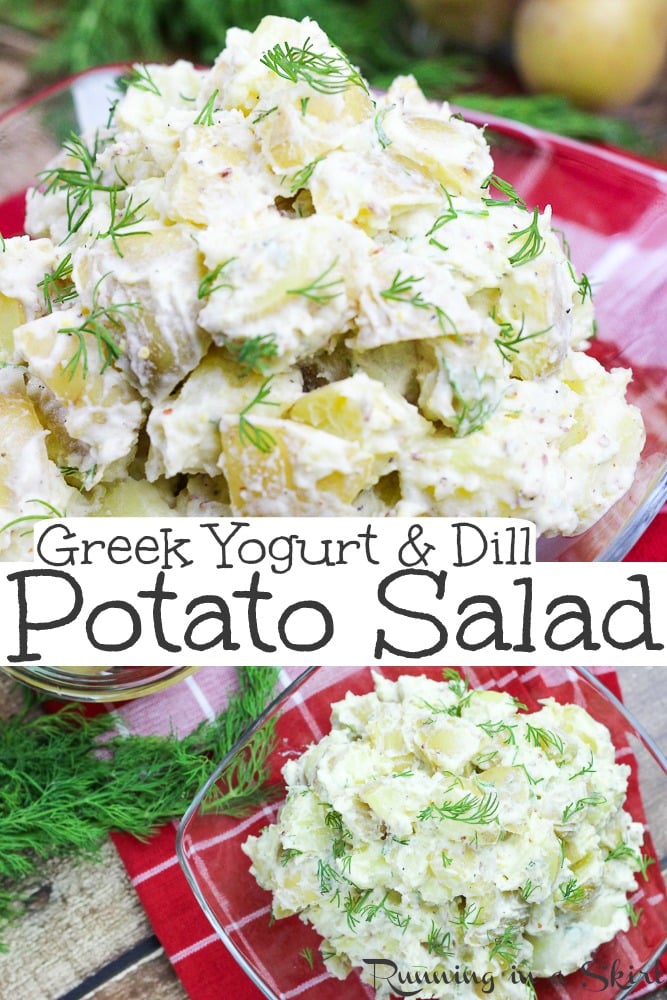 Potato salad doesn’t have to be a heavy, fattening side dish. This Healthy Potato Salad with Greek Yogurt is a lighter version of the salad that you love, without all of the calories. #potatosalad #greekyogurt #healthysalad #sidedish via @juliewunder