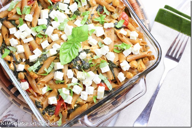 This light, healthier and vegetarian pasta bake recipe is a yummy treat! My Mediterranean Pasta Bake will have everyone at the table coming back for seconds.