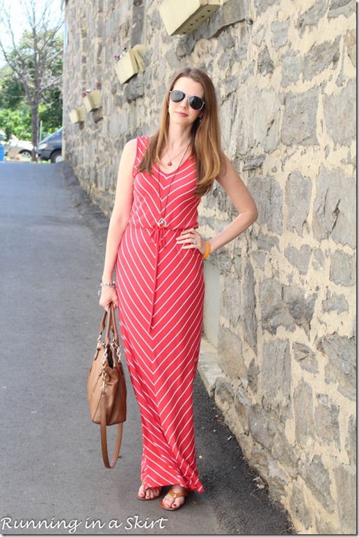 Chevron Maxi Dress/ Running in a Skirt