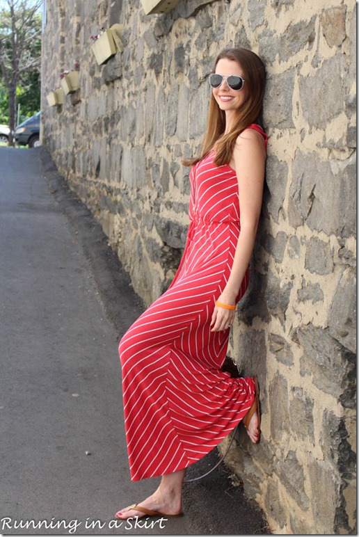 Chevron Maxi Dress/ Running in a Skirt