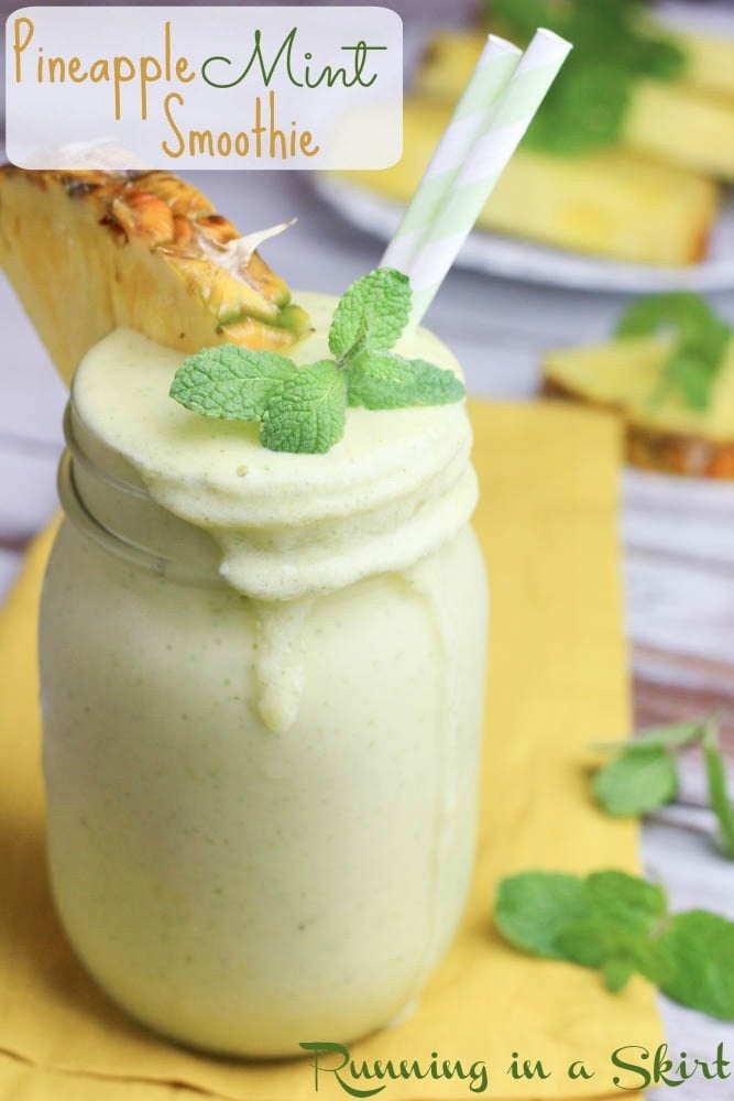 Pineapple Mint Smoothie recipe pinterest pin.