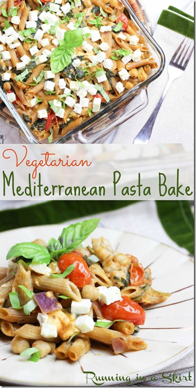 This light, healthier and vegetarian pasta bake recipe is a yummy treat! My Mediterranean Pasta Bake will have everyone at the table coming back for seconds.