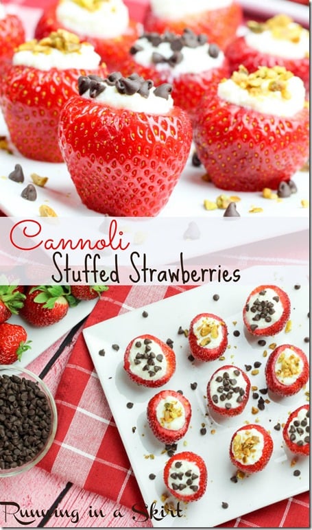 Cannoli Strawberries recipe / Delish & lighter way to get that classic cannoli flavor! / Running in a Skirt 