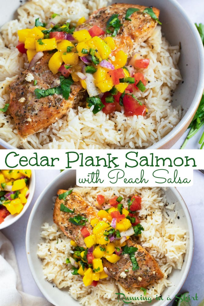 Grilled Cedar Plank Salmon with Peach Salsa via @juliewunder