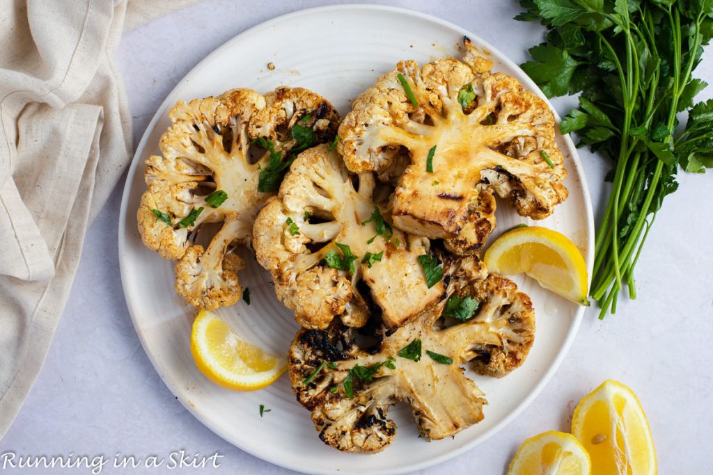 Grilled Cauliflower Steak on a plate.