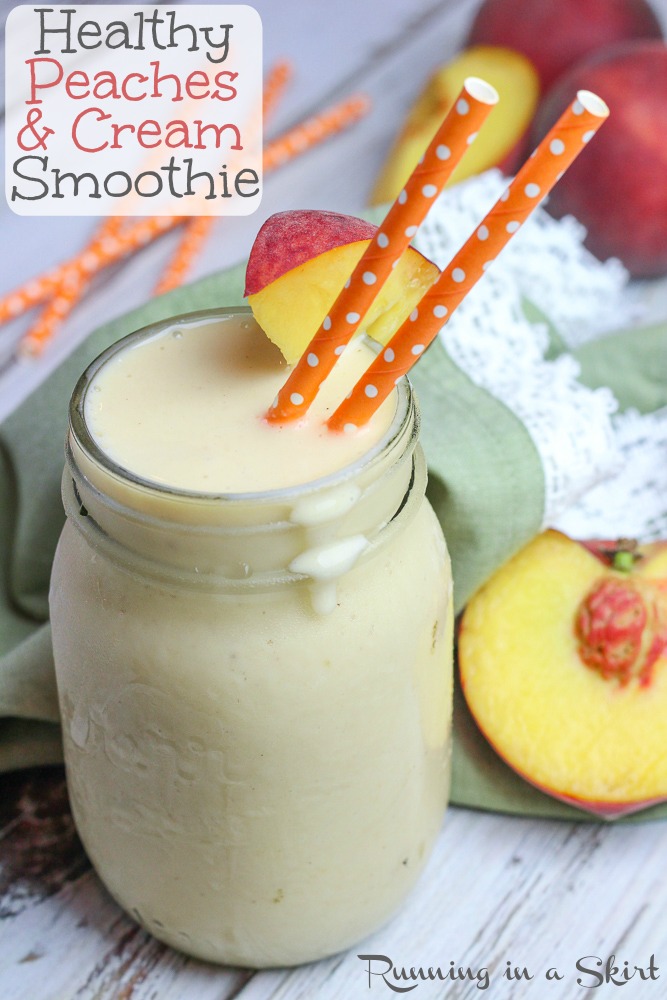 Healthy Peaches and Cream Smoothie recipe pin