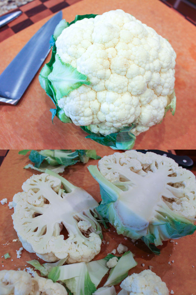 How to cut cauliflower steaks photo tutorial.